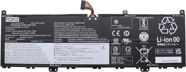 Main image of L21C4PC4 Battery 70Wh Replacement for Lenovo Yoga Slim 7 Prox 14ARH7 14IAH7 / Slim 7 Prox 14ARH7 14IAH7 Series 5B11F52556 5B11N51753 L21M4PC7 L21D4PC4 L21C4PE0 L21M4PE0 15.52V