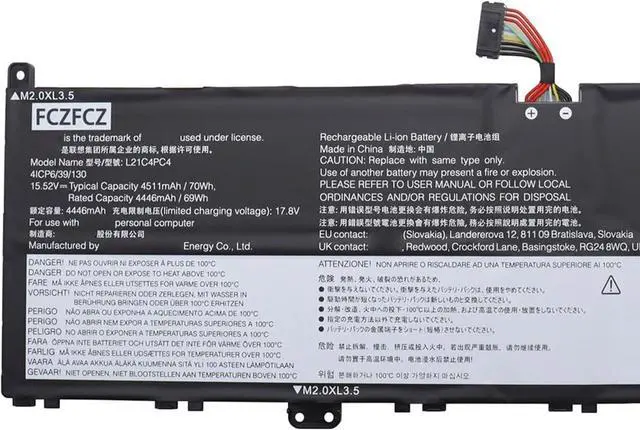 Alt view image 2 of 4 - L21C4PC4 Battery 70Wh Replacement for Lenovo Yoga Slim 7 Prox 14ARH7 14IAH7 / Slim 7 Prox 14ARH7 14IAH7 Series 5B11F52556 5B11N51753 L21M4PC7 L21D4PC4 L21C4PE0 L21M4PE0 15.52V