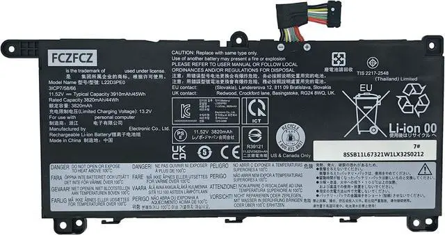 Main image of L22D3PE0 Battery 45Wh Replacement for Lenovo ThinkBook 14 G6 IRL ABP G7 ARP IML G8 IRL 16 G6 ABP IRL G7 ARP IML G8 IRL / K14 G2 IRU K14 G3 IMU Series 5B11L67327 L22L3PE0 L22B3PE0 11.55V