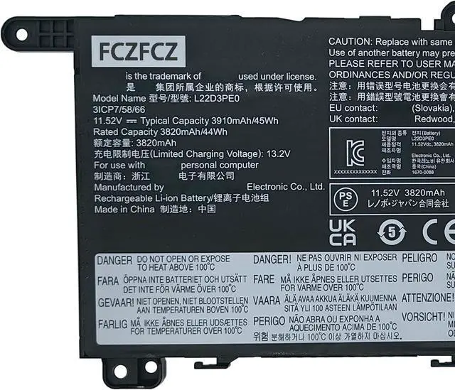 Alt view image 2 of 5 - L22D3PE0 Battery 45Wh Replacement for Lenovo ThinkBook 14 G6 IRL ABP G7 ARP IML G8 IRL 16 G6 ABP IRL G7 ARP IML G8 IRL / K14 G2 IRU K14 G3 IMU Series 5B11L67327 L22L3PE0 L22B3PE0 11.55V