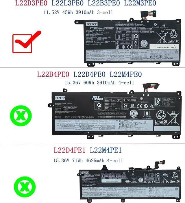 Alt view image 5 of 5 - L22D3PE0 Battery 45Wh Replacement for Lenovo ThinkBook 14 G6 IRL ABP G7 ARP IML G8 IRL 16 G6 ABP IRL G7 ARP IML G8 IRL / K14 G2 IRU K14 G3 IMU Series 5B11L67327 L22L3PE0 L22B3PE0 11.55V