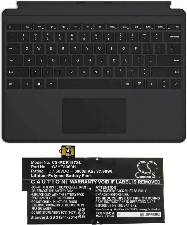 Alt view image 3 of 5 - Compatible with Battery for Microsoft G3HTA060H, Surface Pro X 1876 Keyboard (5000mAh)