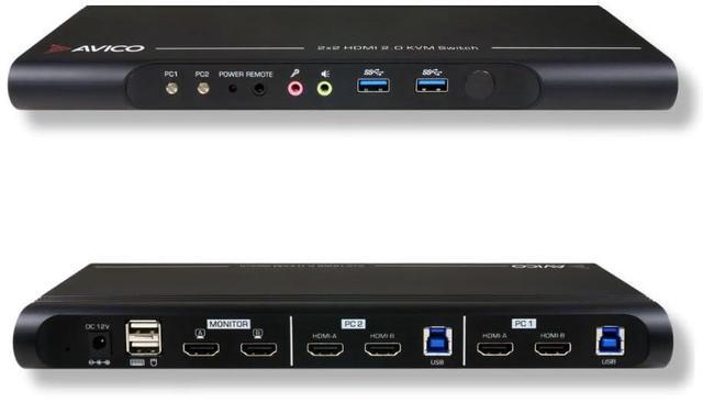 Main image of Avico Dual Monitor KVM Switch 2 Computers 2 Monitors- HDMI 2.0 & USB 3.0-EDID Emulation-4K@60Hz, 1440p@144Hz, 1080p@240Hz - Compatible with Laptops, Desktops, Windows,Mac OS M1/M2/M3, Linux, Ubuntu