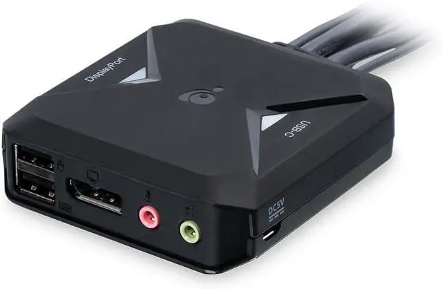 Main image of 2-Port 4K KVM Switch with DisplayPort and USB-C  4096x2160 60Hz  Built-in Cables  USB Hub  Remote Switch Button  USB-C & DisplayPort Combo (GCS82DPC)