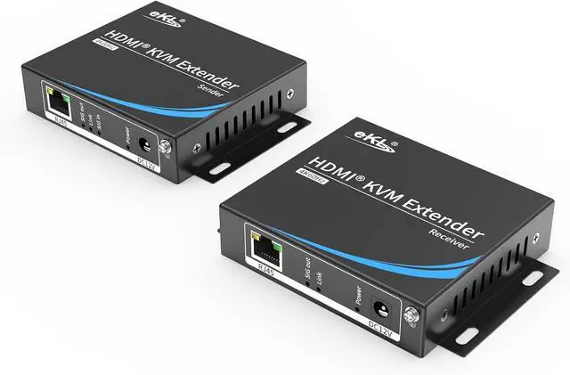 Main image of eKL USB KVM HDMI 2.0 Extender 4K@60Hz 60m/196ft (4K@30Hz 100m/328ft) Over UTP Cat6 Ethernet Cable with 2 Ports USB 2.0 for Keyboard/Mouse Plug & Play Without Driver