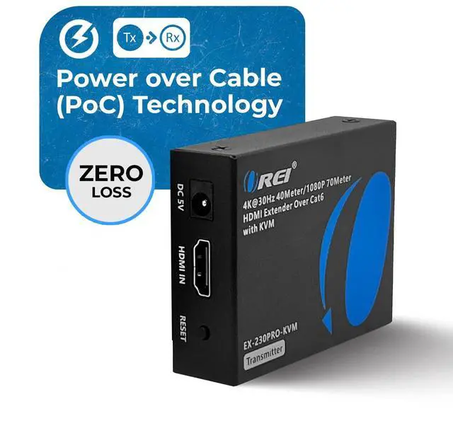 Alt view image 3 of 7 - OREI KVM 4K HDMI Extender Balun Over Single CAT6/7 Ethernet Cable 4K,30Hz Upto 130 Feet - 2 USB 1.1 Ports, Supports Keyboard and Mouse