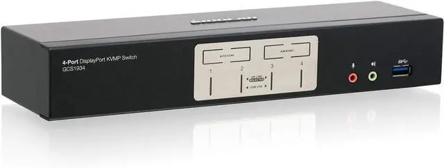 Alt view image 2 of 4 - IOGEAR 4-Port DisplayPort KVMP Switch - 4K 60Hz - 2-Port USB 3.1 Hub 5Gbps - Keyboard Mouse Input - 7.1 HD Audio - Front Panel Selector - TAA Compliant - Mac/Win - GCS1934