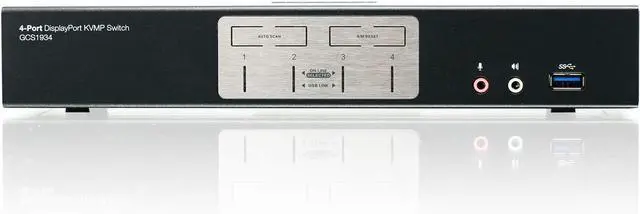 Alt view image 3 of 4 - IOGEAR 4-Port DisplayPort KVMP Switch - 4K 60Hz - 2-Port USB 3.1 Hub 5Gbps - Keyboard Mouse Input - 7.1 HD Audio - Front Panel Selector - TAA Compliant - Mac/Win - GCS1934