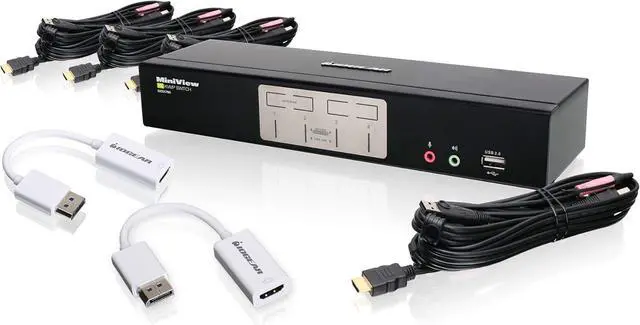Main image of IOGEAR 4-Port HDMI and DisplayPort KVMP Kit with USB Hub and Audio, w/Full Set of Cables, (GCS1794DPKIT TAA Compliant)