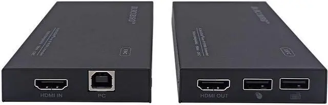 Alt view image 2 of 5 - Monoprice HDMI Over IP KVM Extender - H.265 Video Compression, Supports Cat5e and Cat6, Extend up to 150 Meters (492 Feet) 1920x1200@60Hz, YCbCr 4:4:4, Up to 6.75 Gbps - Blackbird Series