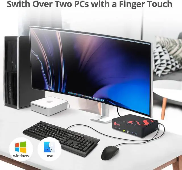 Alt view image 7 of 7 - SIIG 2-Port DVI Dual-Link KVM Switch Smart Console with USB 3.0 Multi-Media (CE-DV0111-S1)