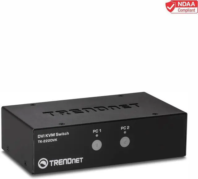 Alt view image 3 of 7 - TRENDnet 2-Port DVI KVM Switch with Audio, Manage Two PC's, Hot-Keys, USB 2.0, Metal Housing, Use with a DVID-D Monitor, TK-222DVK