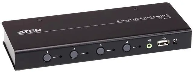 Alt view image 4 of 7 - Aten 4 Port USB KVM Switch 4-Port USB KM Switch, Black, CS724KM-AT (4-Port USB KM Switch, Black)