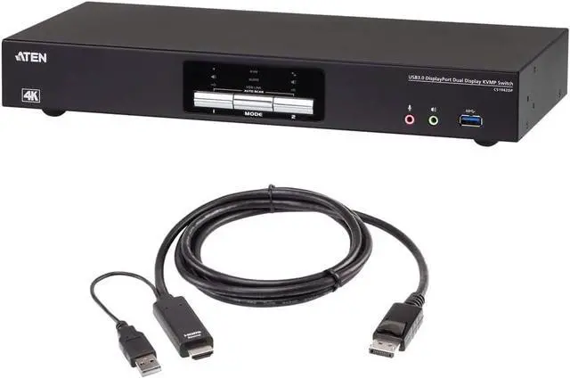 Main image of ATEN CS1942DP 2 Port 4K DisplayPort KVM Switch Dual Monitor KVM Switch, Share USB Peripherals, Independent KVM, USB, and Audio Switching with True 4K 1.8M HDMI 2L-7D02HDP Bundle