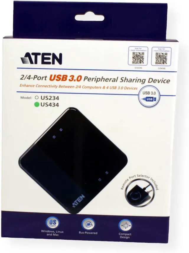 Alt view image 5 of 5 - Aten 4-Port USB 3.0 Peripheral Sharing Device, US434-AT (Peripheral Sharing Device)