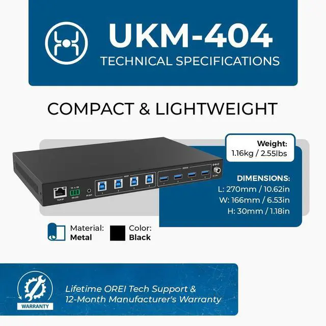 Alt view image 5 of 7 - OREI USB 3.0 4x4 Matrix Peripheral Sharing Switch, Share 4 USB Devices with 4 Different Computer Hosts PC, Printer, Scanner, Mouse, Keyboard, Mulitiple Displays Monitor - IP/Remote Control