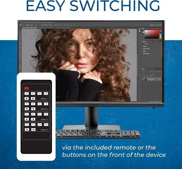Alt view image 7 of 7 - OREI USB 3.0 4x4 Matrix Peripheral Sharing Switch, Share 4 USB Devices with 4 Different Computer Hosts PC, Printer, Scanner, Mouse, Keyboard, Mulitiple Displays Monitor - IP/Remote Control