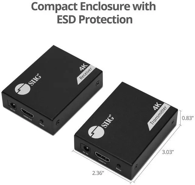 Alt view image 7 of 7 - SIIG 4K HDMI USB KVM Extender Over CAT6-1080p (230ft) & 4K30Hz (130ft) - Balun Extender - 2 USB-A - Zero Latency - No Driver - Plug & Play - Keyboard & Mouse USB Extender (CE-H28411-S1)