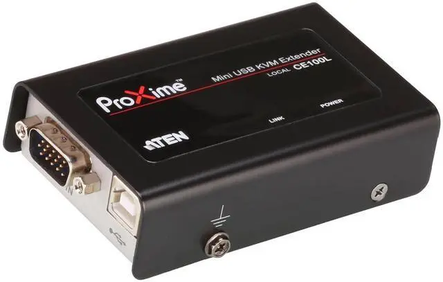 Alt view image 3 of 7 - ATEN CE100 USB VGA Mini KVM Extender Cat 5 Includes CE100L Local Unit and CE100R Remote Unit Up to 1920 x 1200 Extends Local PC VGA/Keyboard/Mouse to Remote Side
