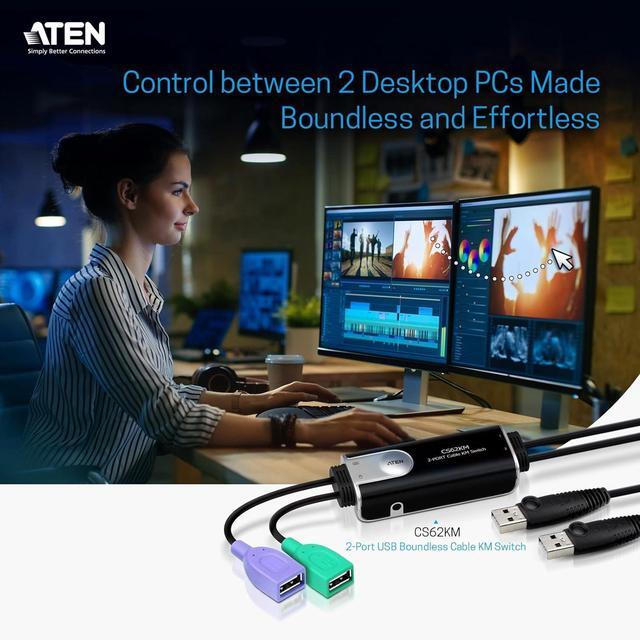 Alt view image 3 of 7 - ATEN CS62KM 2-Port Boundless KM Switch