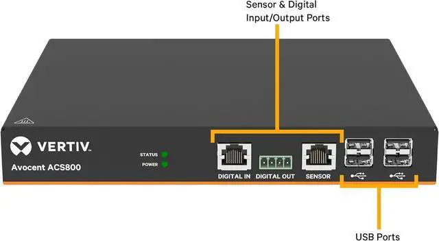 Alt view image 2 of 5 - Vertiv Avocent ACS 800 2-Port Serial Console Server with External AC/DC Power Supply, Compact Chassis (ACS802EAC-001)