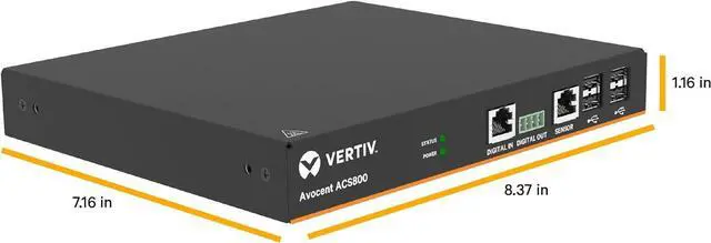 Alt view image 4 of 5 - Vertiv Avocent ACS 800 2-Port Serial Console Server with External AC/DC Power Supply, Compact Chassis (ACS802EAC-001)