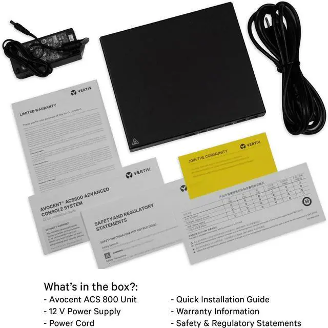 Alt view image 5 of 5 - Vertiv Avocent ACS 800 2-Port Serial Console Server with External AC/DC Power Supply, Compact Chassis (ACS802EAC-001)