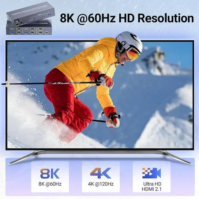 Alt view image 3 of 7 - Ennovor 8K60Hz 4K120Hz HDMI KVM Switch 2 Monitors 2 Computers, USB 3.0 Dual Monitor HDMI KVM Switch for Controlling 2 PC with 1 Set of Keyboard, Mouse and 2 Monitors