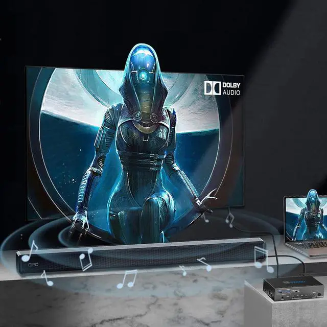 Alt view image 2 of 7 - USB 3.0 KVM Switch HDMI 4 Computer 1 Monitor 4K 60Hz SPDIF L/R Hotkey - Share one Set of Keyboard Mouse Printer,1080p 120Hz 144Hz HDCP Bypass,4X USB3.0 Cable,IR Remote Ext. Windows Mac 41KVMP