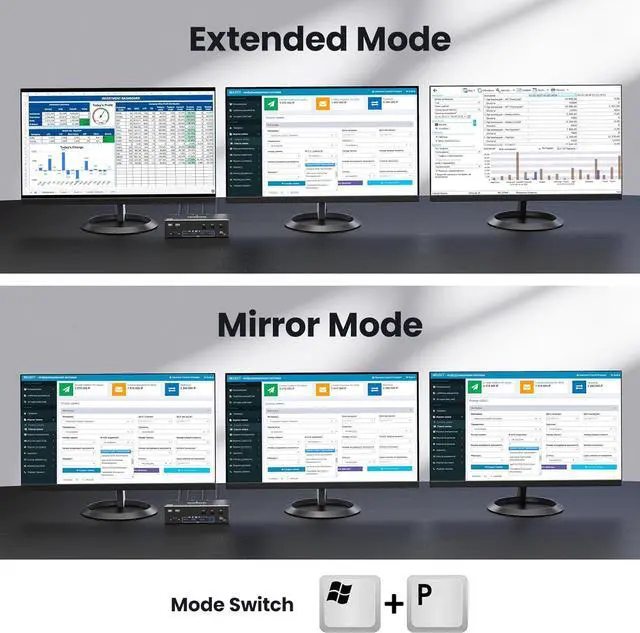 Alt view image 3 of 7 - Ennovor KVM Switch 3 Computers,W/Displayport HDMI for Triple Monitor,Ultra HD HDMI 8K@60Hz/4K@120Hz, DP 8K@30Hz/4K@144Hz,1 HDMI&2 DisplayPorts 4 USB 3.0 Ports-Wired Remote&6 DP 3 HDMI 3 USB Cables
