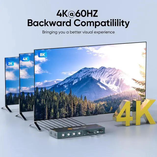 Alt view image 6 of 7 - USB3.0 KVM Switch 4 Computers 1 Monitor, 4K@60HZ 4 Ports 3 Computers HDMI KVM Switcher with 3 USB3.0 Ports to Share Keyboard Mouse Printer, 4 in 1 Out Monitor SwitchEDID Adaptive