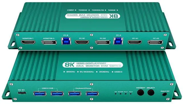 Main image of Ennovor kvm Switch displayport and hdmi 4k 240hz Hotkey Switching kvm Switch 2 Monitors 2 Computers displayport hdmi 240hz 2 Computer 2 Monitor switcher Dual Monitor dp HDMI switcher 1440P