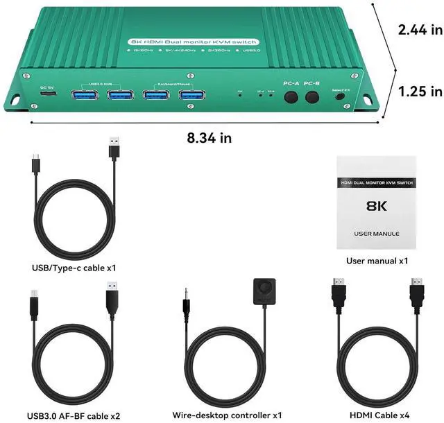 Alt view image 6 of 7 - Ennovor kvm Switch displayport and hdmi 4k 240hz Hotkey Switching kvm Switch 2 Monitors 2 Computers displayport hdmi 240hz 2 Computer 2 Monitor switcher Dual Monitor dp HDMI switcher 1440P