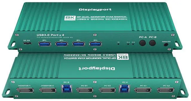 Main image of Ennovor Displayport kvm Switch 2 Monitors 2 Computers 4K 165Hz PC Switch 2 Monitors 2 Computers dp 1440P 120Hz 144Hz 165Hz 175Hz 240hz KVM Switches displayport Dual Monitor FreeSync G-SYNC