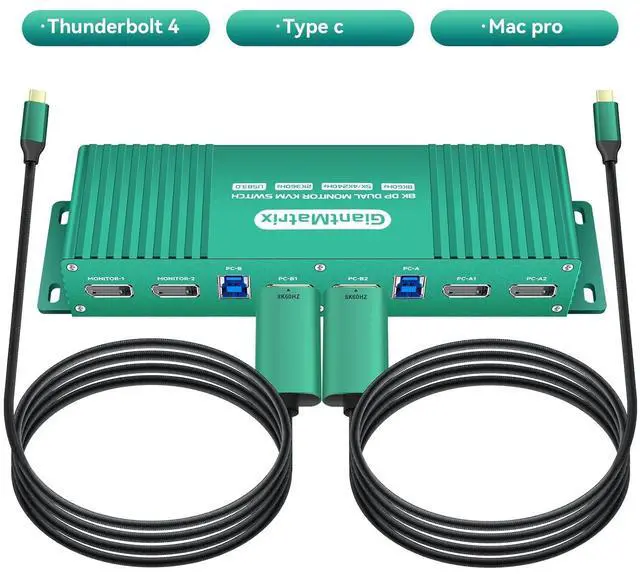 Alt view image 7 of 7 - Ennovor Displayport kvm Switch 2 Monitors 2 Computers 4K 165Hz PC Switch 2 Monitors 2 Computers dp 1440P 120Hz 144Hz 165Hz 175Hz 240hz KVM Switches displayport Dual Monitor FreeSync G-SYNC
