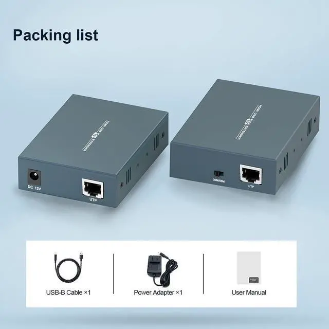 Alt view image 6 of 6 - HDMI KVM Extender, 1080P@60Hz Ultra HD Resolution, Over Cat5e/6/7 Ethernet Cable, Up to 165ft/50m with Loop Out & POC Function - Support Keyboard and Mouse