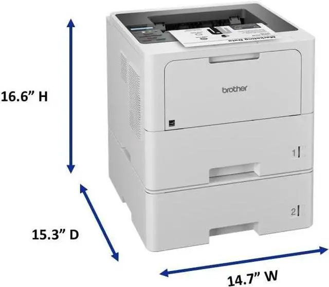 Alt view image 3 of 7 - Brother HL-L6210DWT Business Monochrome Laser Printer with Dual Paper Trays, Wireless Networking, and Duplex Printing, White