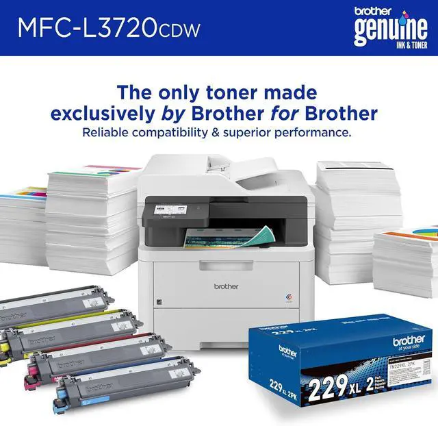 Alt view image 4 of 7 - Brother MFC-L3720CDW Wireless Digital Color All-in-One Printer with Laser Quality Output, Copy, Scan, Fax, Duplex, Mobile Includes 2 Month Refresh Subscription Trial ¹ Amazon Dash Replenishment Ready