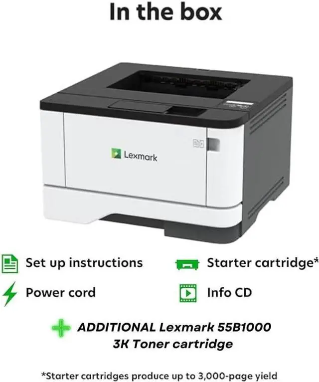 Alt view image 4 of 7 - LEXMARK MS431DN Laser Printer - Monochrome - 42 ppm Mono - 2400 dpi - Automatic Duplex Print - 100 Sheets Input - Gigabit Ethernet (29S0050) Bundle with 55B1000 Black 3K Yield Toner Cartridge