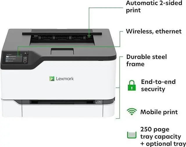 Alt view image 5 of 6 - Lexmark CS431dw Color Laser Printer with Interactive Touch Screen, Full-Spectrum Security and Print Speed up to 26 ppm, White,Small (4-Series)(40N9320)