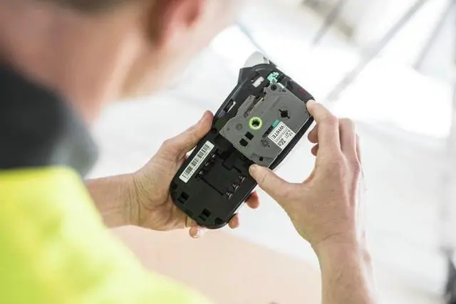 Alt view image 3 of 6 - Brother PT-E110BP Contractor Kit: P-Touch Handheld Industrial Label Printer Plus 3 Tapes (up to 12mm Labels)