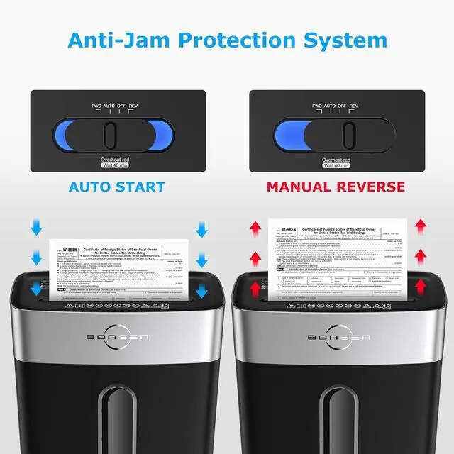 Alt view image 7 of 7 - BONSEN Paper Shredder for Home Office, 4 Gallons Bin, 10-Sheet Cross-Cut Shredder, P-4 High Security Level, Quiet Credit Card Shredder with Jam Proof System (S3201)