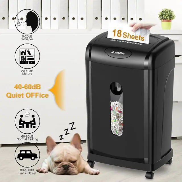 Alt view image 2 of 7 - Paper Shredder, 18-Sheet Cross Cut, 8 Gallon Pull Out Bin, P-4 Security Level, Shred Paper and Credit Card and Durable&Fast for Home Office