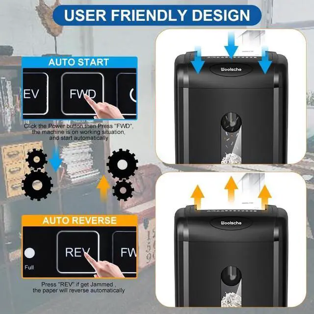 Alt view image 6 of 7 - Paper Shredder, 18-Sheet Cross Cut, 8 Gallon Pull Out Bin, P-4 Security Level, Shred Paper and Credit Card and Durable&Fast for Home Office