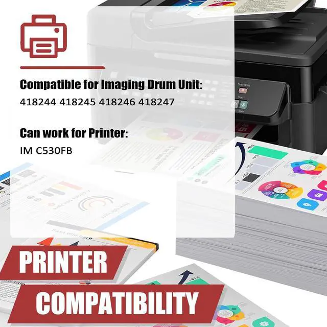 Alt view image 2 of 7 - Ennovor IM C530FB Drum Units Compatible for Ricoh IMC530 418244 418245 418246 418247 Imaging Drum Unit Work for Ricoh IM C530FB Printer 1 Black