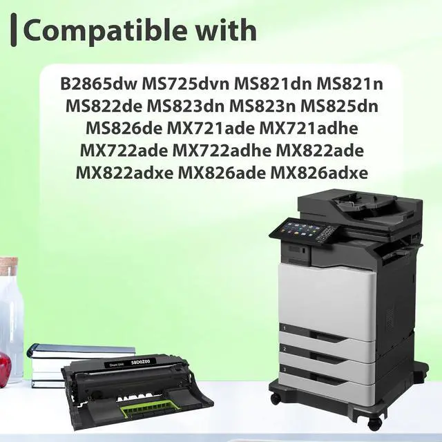 Alt view image 2 of 6 - Ennovor Remanufactured 58D0Z00 Black Imaging Unit Replacement for Lexmark 58D0Z00 Drum for B2865dw MS821dn MS821n MS823dn MS825dn MS826de MS725dvn MX721ade MX722ade MX822ade MX826ade Printer (1-Pack)