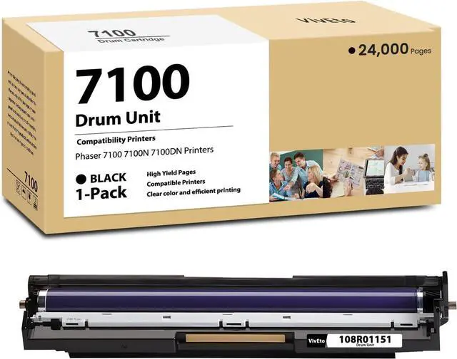 Main image of Ennovor Phaser 7100 Imaging Unit Replacement for Xerox 108R01151 7100 Drum Unit Compatible with Phaser 7100 7100N 7100DN Printers, 1 Pack 7100 Drum Kit Black, 24,000 Pages
