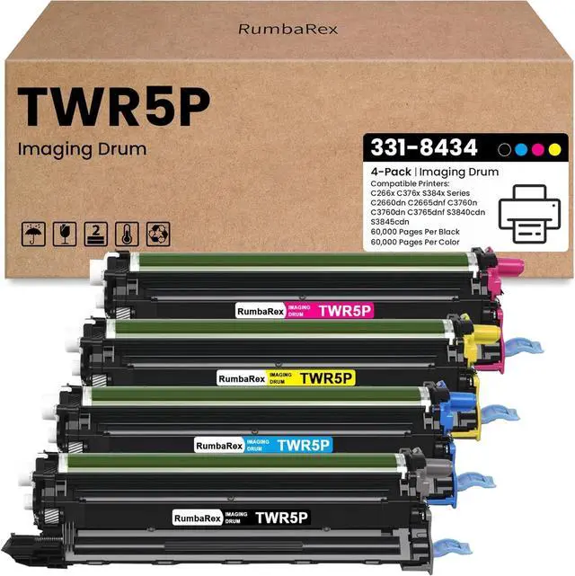 Main image of Ennovor C2660 S3840 Drum Unit 4-Pack Replacement for Dell TWR5P Imaging Drum for C2660 C2660dn C2665 C2665dnf C3760 C3760n C3760dn C3765 C3765dnf S3840 S3840c S3840cdn S3845cdn Printer [NO-Toner]