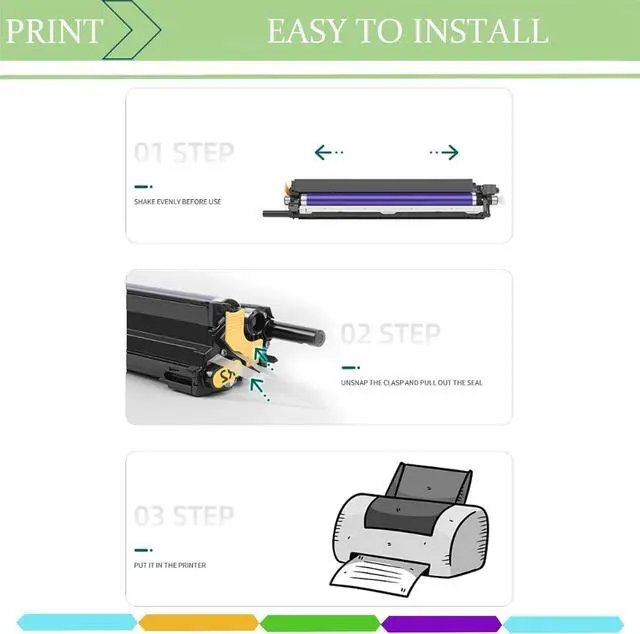 Alt view image 5 of 7 - Ennovor 013R00657 013R00658 013R00659 013R00660 Drum Cartridge Suitable for Xerox WorkCentre 7120 7125 7220 7220T 7225 7225T Printer, Imaging Drum Unit Black