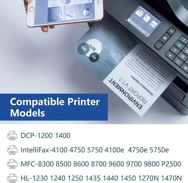 Alt view image 2 of 7 - Ennovor DR400 DR-400 Drum Unit Compatible Replacement for Brother DR400 MFC-8600 9700 8500 P2500 IntelliFax-4750e 5750e 4100e HL-1250 1240 1470N DCP-1200 1400 Series Printer (High Yield, 1 Black)